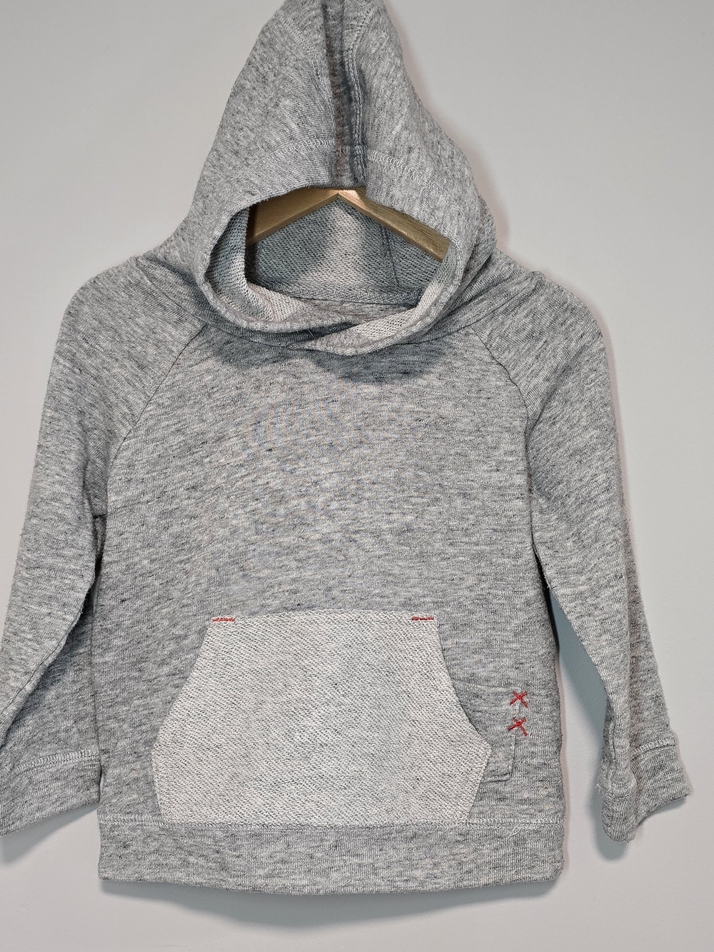 Joe Fresh Heather Gray Hooded With Red Stitching Details Pullover Hoodie 18-24M
